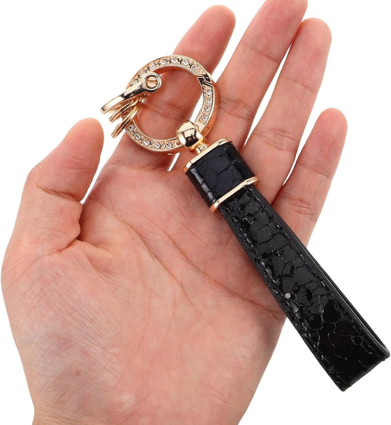 Garneck Rhinestone Leather Car Keychain with Key Fob Ring Creative Car Key Holder for Women and Men Accessory - Image 3
