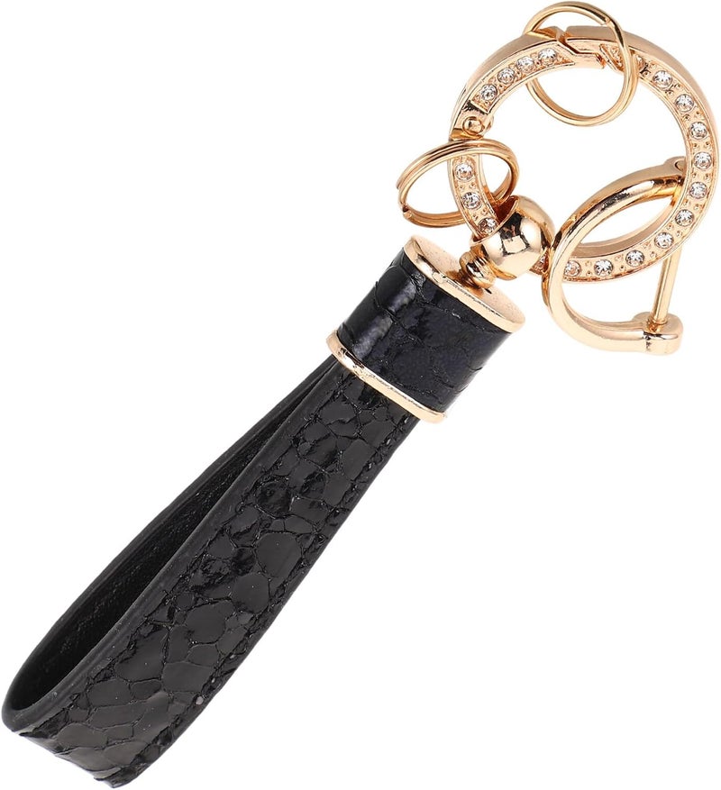 Garneck Rhinestone Leather Car Keychain with Key Fob Ring Creative Car Key Holder for Women and Men Accessory - Image 1