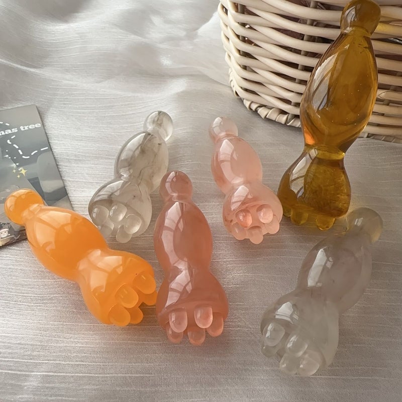 Orange Small Lotus Massager Beeswax Resin Massage Stick Muscle Release Gua Sha Tool For Face Eye Acupoint Whole Body Portable - Image 4