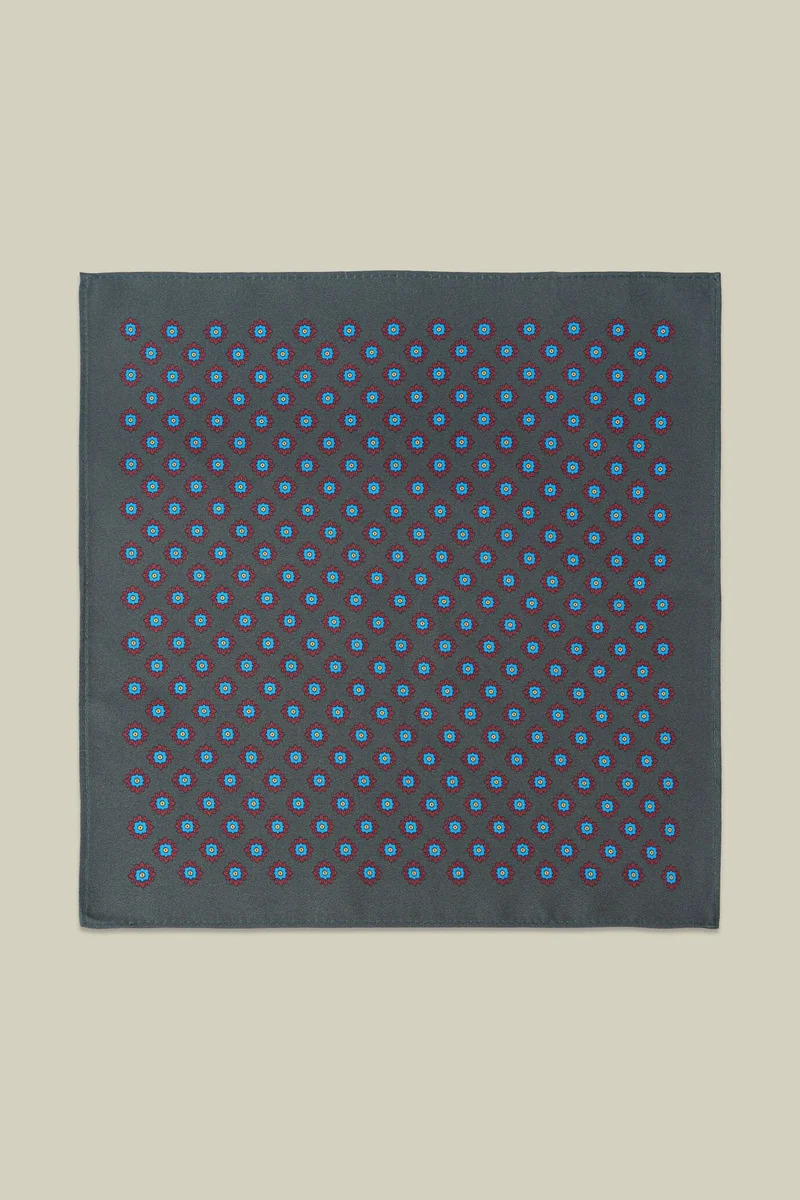 Doppelganger Men's pocket square with geometric pattern - DK Green