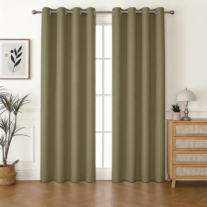 Amali Blackout Plain Curtains 274 cm x 127 cm - 2 Panels, 100% Polyester, Grommet Top, Thermal Insulated, Noise Reducing, Light Blocking - Image 1