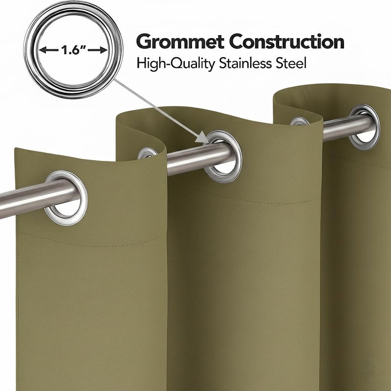 Amali Blackout Plain Curtains 274 cm x 127 cm - 2 Panels, 100% Polyester, Grommet Top, Thermal Insulated, Noise Reducing, Light Blocking - Image 2