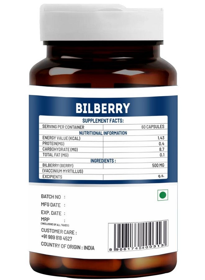 VitaWin Bilberry for Healthy Vision and Eye Care, Ultimate Health and Nutrition Supplements, 500 mg, 60 - Veg Capsules - Image 3