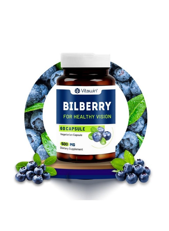 VitaWin Bilberry for Healthy Vision and Eye Care, Ultimate Health and Nutrition Supplements, 500 mg, 60 - Veg Capsules - Image 1
