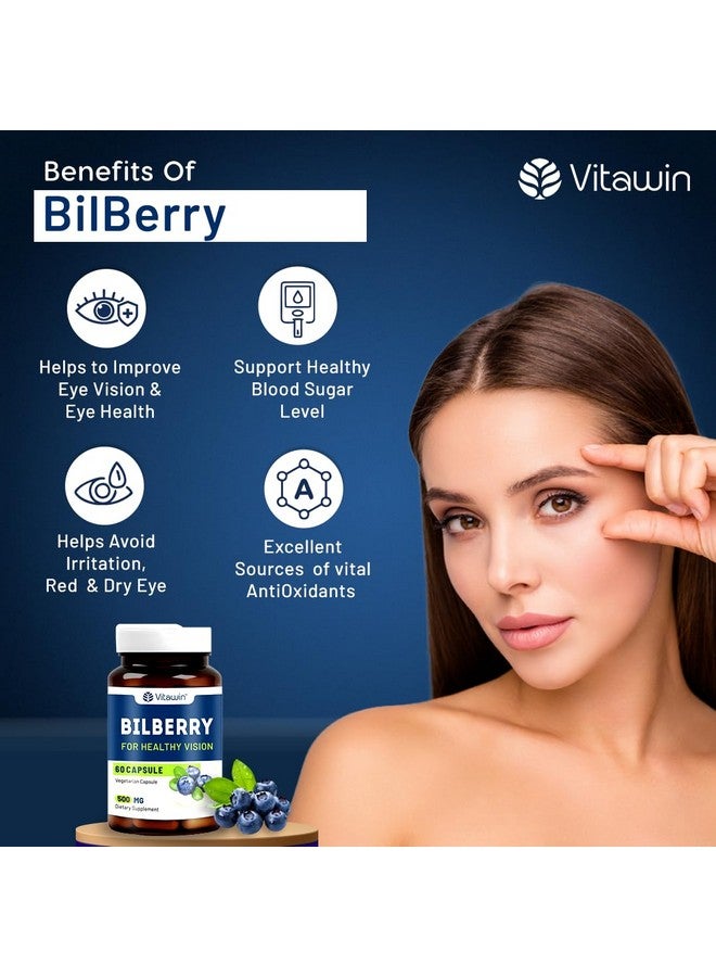 VitaWin Bilberry for Healthy Vision and Eye Care, Ultimate Health and Nutrition Supplements, 500 mg, 60 - Veg Capsules - Image 5