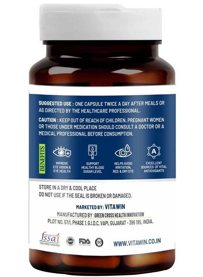 VitaWin Bilberry for Healthy Vision and Eye Care, Ultimate Health and Nutrition Supplements, 500 mg, 60 - Veg Capsules - Image 2