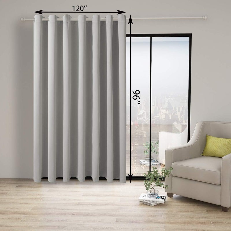 BONZER Room Divider Curtain Total Privacy Wall Extra Wide Grommet Room Darkening Curtains for Patio Sliding Glass Door, 96L x 120W Inch (8L x 10W ft), 1 Panel, Silver - Image 4