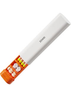 Roucerlin Pill Boxes 7 Day 1 Times a Day, Portable Pill Organiser 7 Day Compartments, Weekly Travel Pill Case, Pill Holder Dispenser to Keep Vitamins and Medications (Orange) 