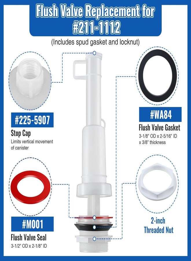 Dreyoo صمام تدفق دريو متوافق مع موديلات خزانات مرحاض مانسفيلد مقاس 211-11-1/2 بوصة، لجميع رافعات الرحلات، قطع غيار صمام تدفق المراحيض البديلة، نوع البرج، بلاستيك - Image 3
