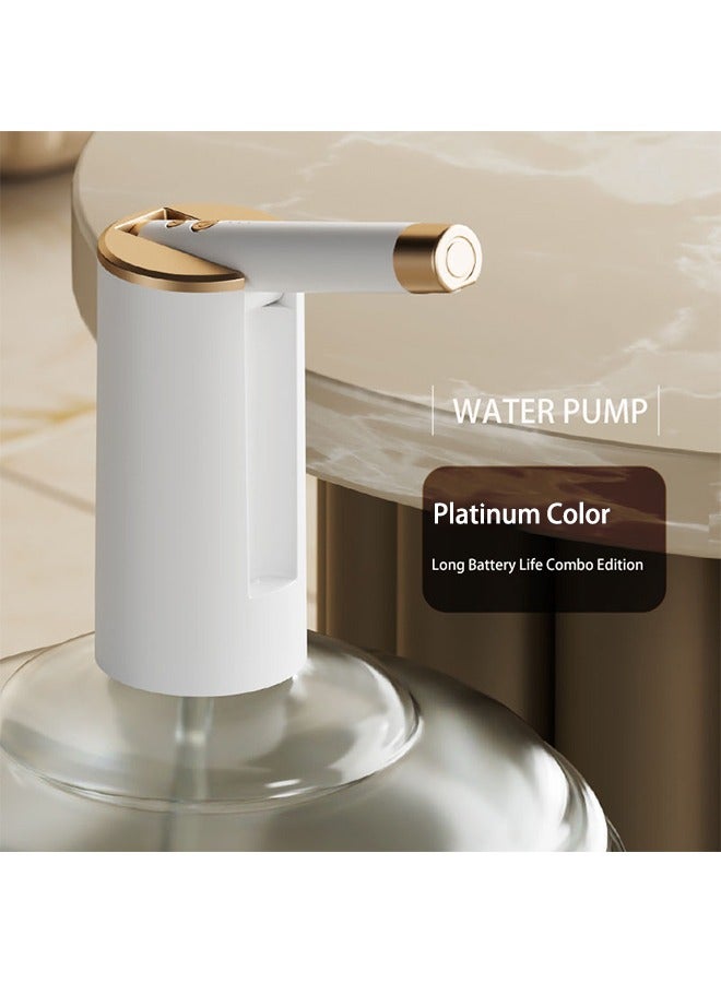 Folding Storage Water Pump, Rechargeable Electric Bottled Drinking Water Pump Water Dispenser Switch, Portable Button Pump for Kitchen, Home Office and Outdoor Camping (No Base)  - Image 1