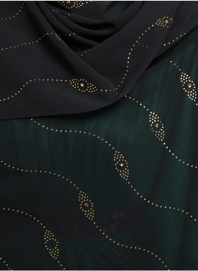 Khizana Embellished Wavy Pattern Long Hijab Scarf