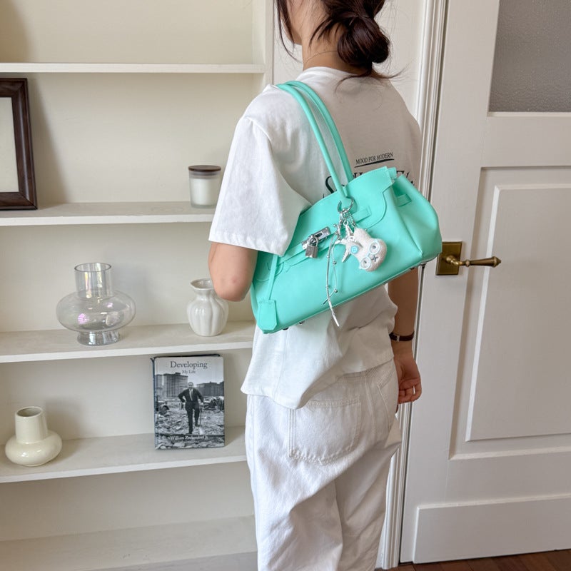 Korean Style Solid Color Jelly Shoulder Bag for Women - Image 4