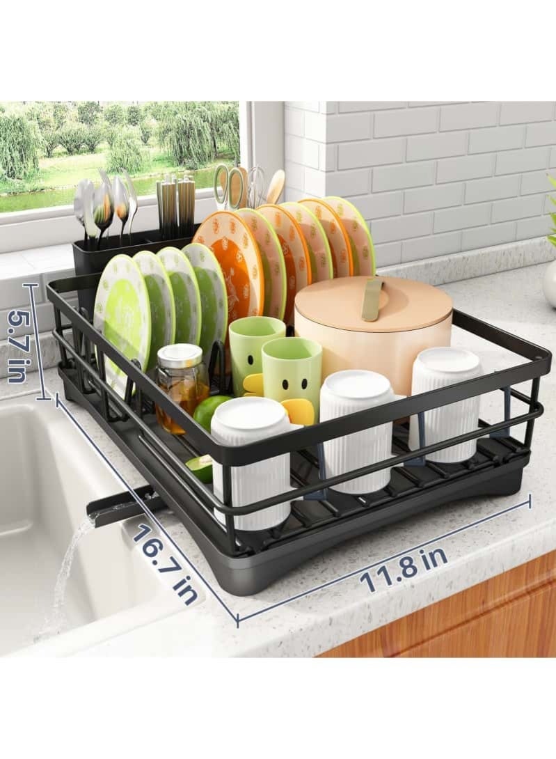 Large Stainless Steel Dish Rack & Utensil Holder – High-Capacity Drainer with Cutlery Tray, Space-Saving Countertop Organizer for Kitchen Sink - Image 3
