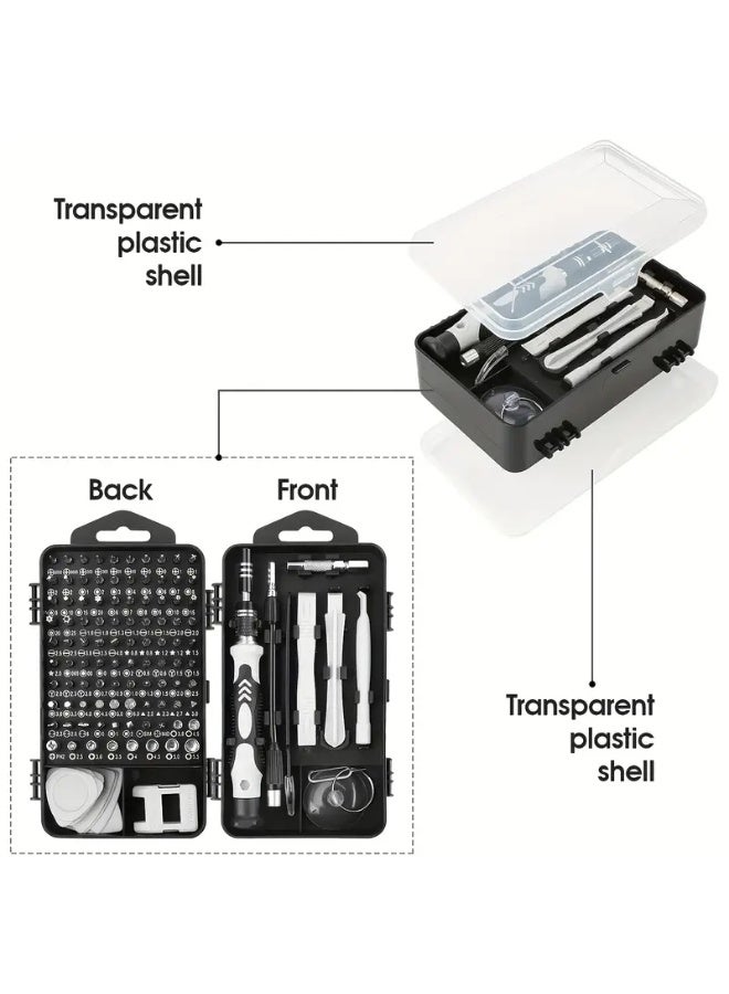 Electric 115 in 1 Screwdriver Set, magnetic DIY Precision Tool kit for Glasses PC Laptop Mobile Cell Phone Digital Watch 115 in 1 grey)  - Image 1