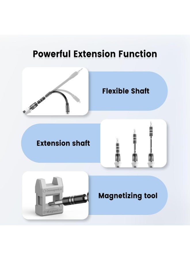 Electric 115 in 1 Screwdriver Set, magnetic DIY Precision Tool kit for Glasses PC Laptop Mobile Cell Phone Digital Watch 115 in 1 grey)  - Image 4