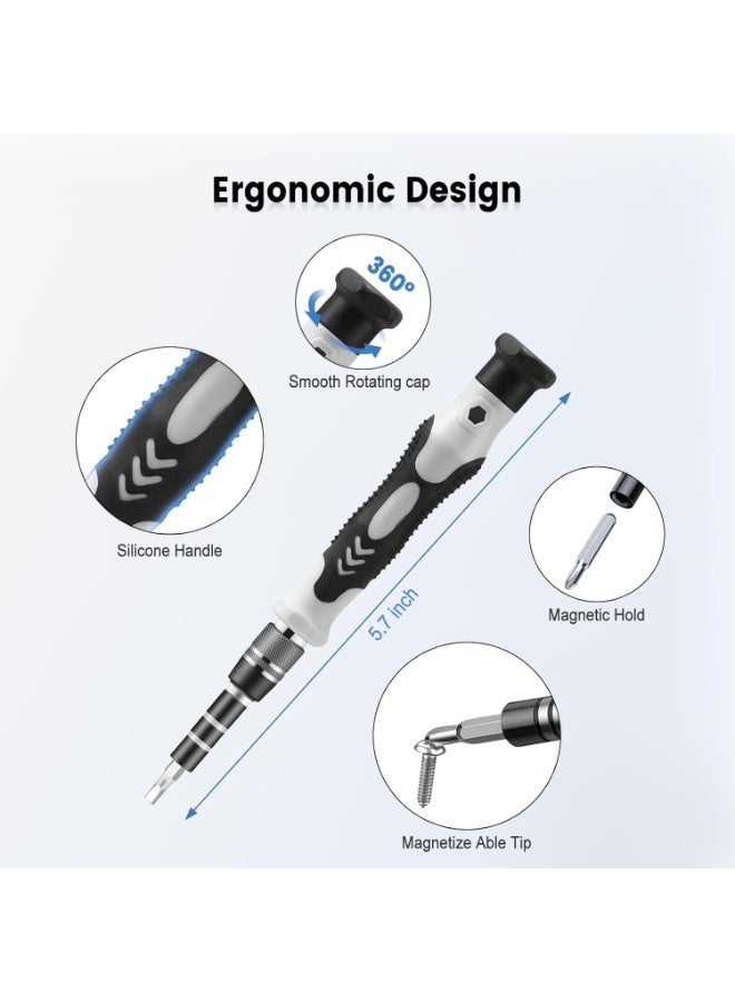 Electric 115 in 1 Screwdriver Set, magnetic DIY Precision Tool kit for Glasses PC Laptop Mobile Cell Phone Digital Watch 115 in 1 grey)  - Image 3