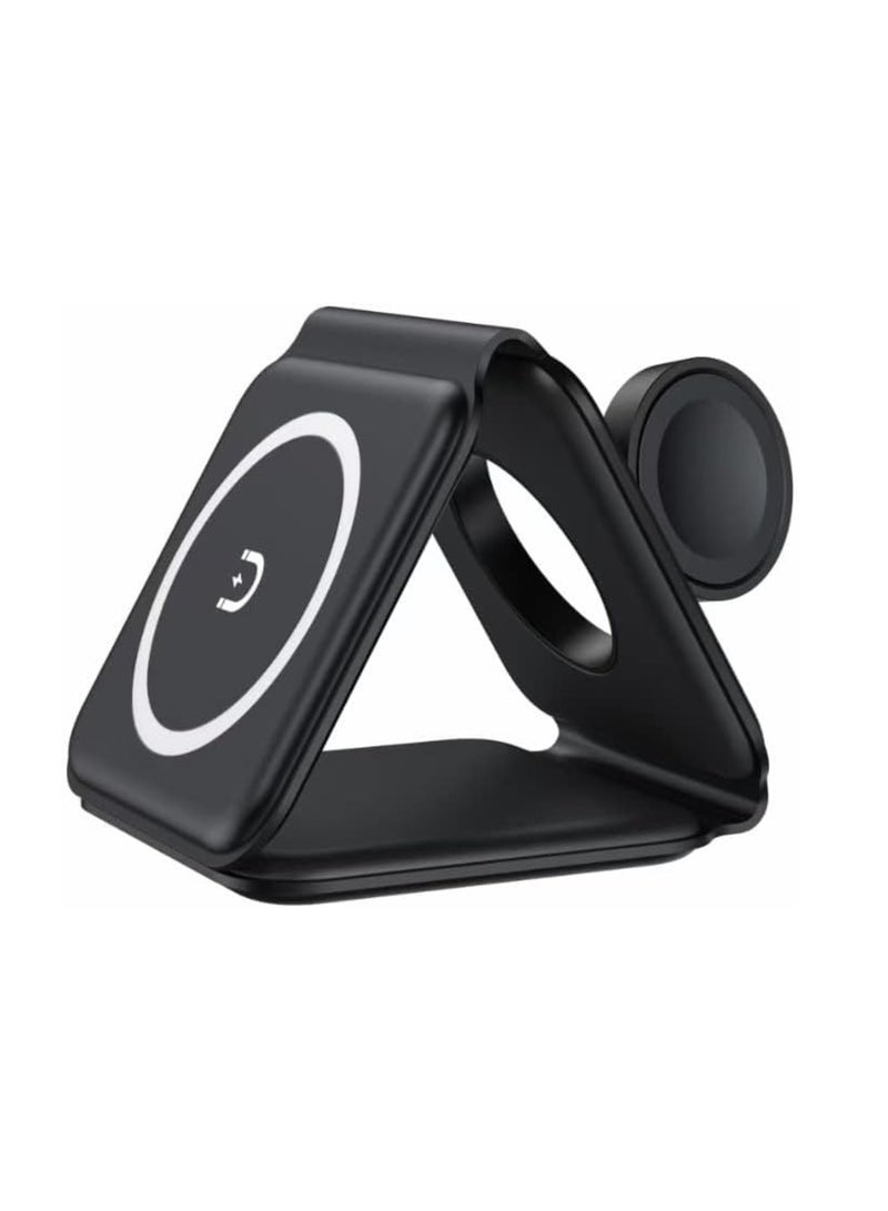 3-in-1 Foldable Wireless Charger – 15W Fast Magnetic Charging Station for iPhone 16/15/14/13/12/11, Apple Watch 8-2 SE, AirPods 3/2/Pro  Samsung Phones | Portable Travel Charging Pad (Black)  - Image 4