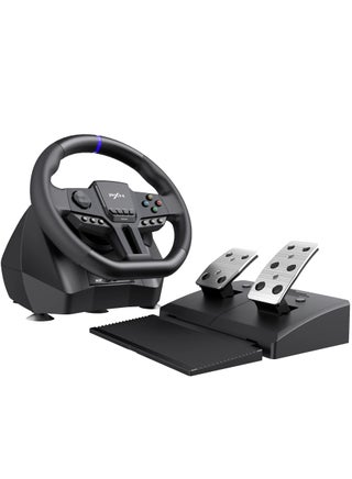 V900 GEN2 Racing Wheel – 270°/900° Dual-Mode Magnetic Sensor Steering Wheel with RGB Pedals, Type-C Connectivity, PXN Wheel App Customization – Compatible with PC, PS4, PS3, Xbox Series X|S, Xbox One & Switch