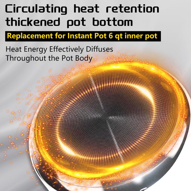 KMHGD Upgraded Stainless Steel Inner Pot for Instant Pot 6 QT, Replacement Pot for Instant Pot 6 Quart, 304[18/8] stainless steel thickened design, 0 Coating, Non-Toxic (No Teflon). 3 Year Warranty. - Image 5