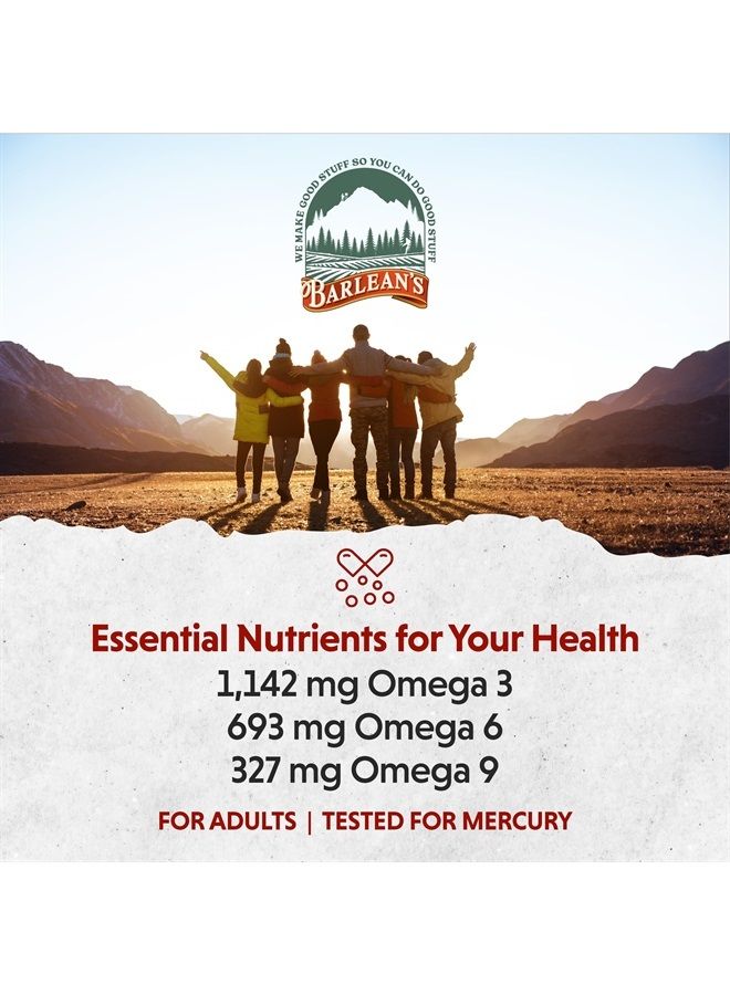BARLEAN'S Total Omega 3 6 9 Softgels, Blended Fish Oil Supplement with Borage and Flaxseed Oil, 1,000 mg Omegas ALA, EPA, DHA and GLA for Joint Support Supplements and Heart Health, 90 Count - Image 3