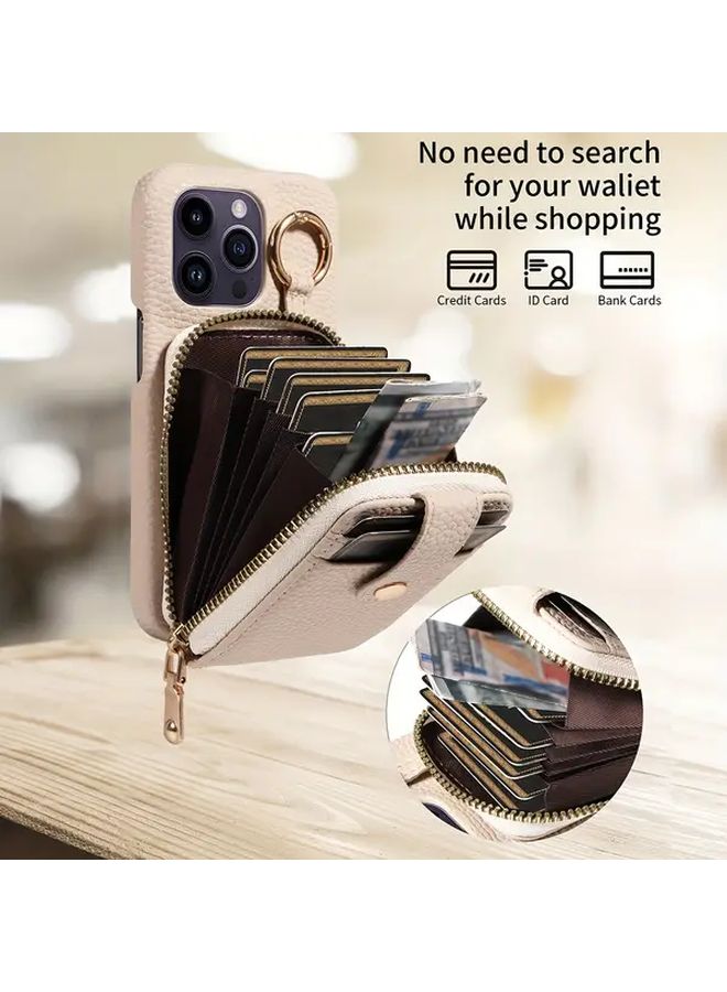 Black iPhone 14 Plus Phone Case with Card Holder and Crossbody Strap - Image 2