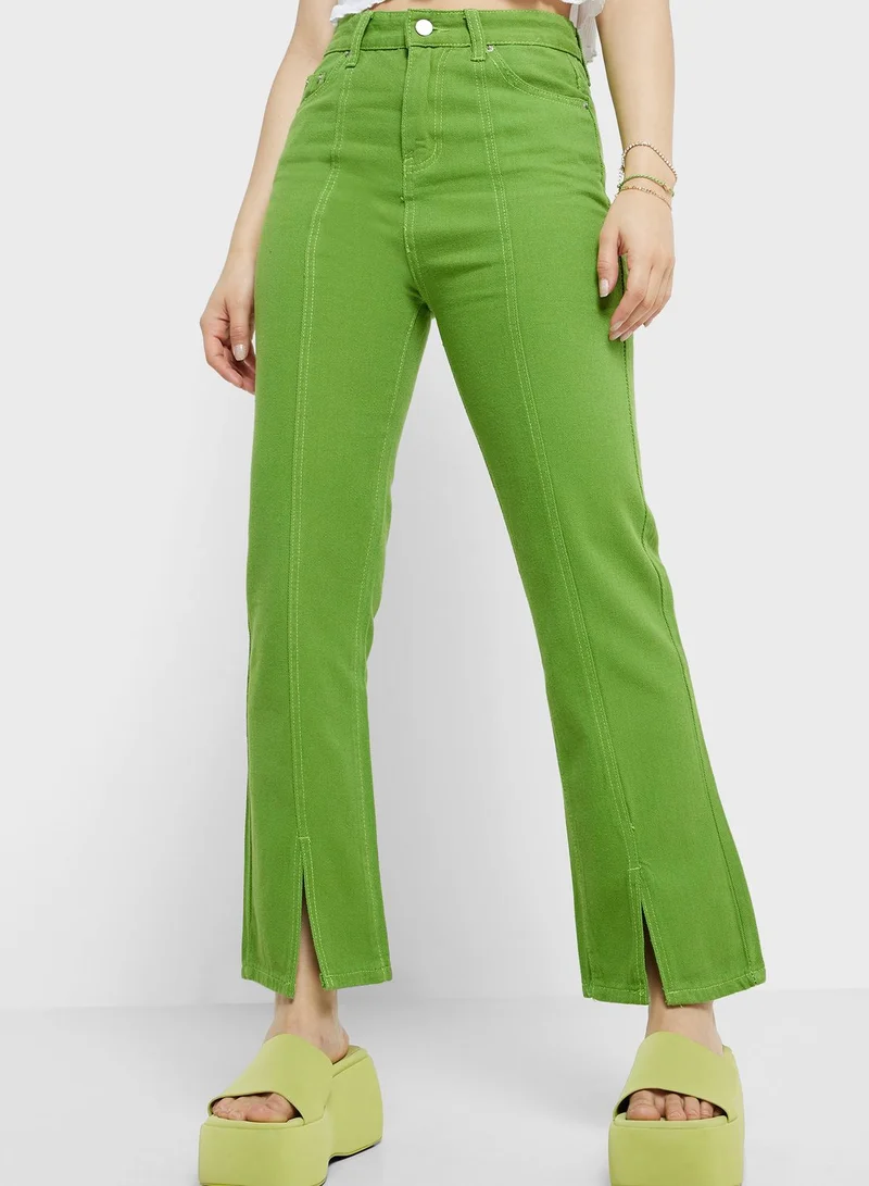 Ginger Colored Jeans with Side Slit