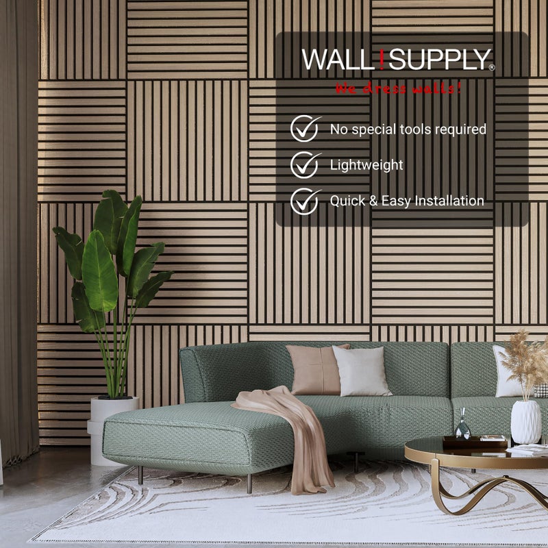 Wall!Supply 3D Soundproof Wall Panels â€“ Acoustic Natural Oak Finish â€“ EPS Foam Wallpaper Alternative for Living Room, Bedroom & Office â€“ Easy DIY Installation â€“ 6 Pack, Covers 10.87 Sq Ft - Image 3