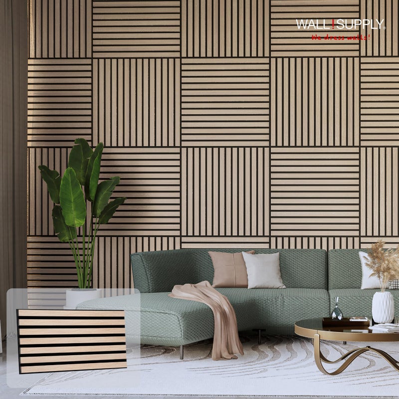 Wall!Supply 3D Soundproof Wall Panels â€“ Acoustic Natural Oak Finish â€“ EPS Foam Wallpaper Alternative for Living Room, Bedroom & Office â€“ Easy DIY Installation â€“ 6 Pack, Covers 10.87 Sq Ft - Image 2