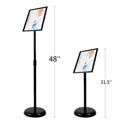 T-SIGN Adjustable Heavy Duty Pedestal Sign Holder Floor Stand, Sign Stand Poster Stand, 8.5 x 11 inch, Vertical & Horizontal View, Outdoor Indoor Standing Display Sign Holders Aluminum Black - Image 2