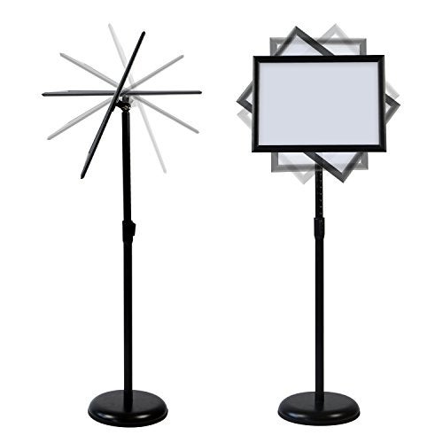 T-SIGN Adjustable Heavy Duty Pedestal Sign Holder Floor Stand, Sign Stand Poster Stand, 8.5 x 11 inch, Vertical & Horizontal View, Outdoor Indoor Standing Display Sign Holders Aluminum Black - Image 3