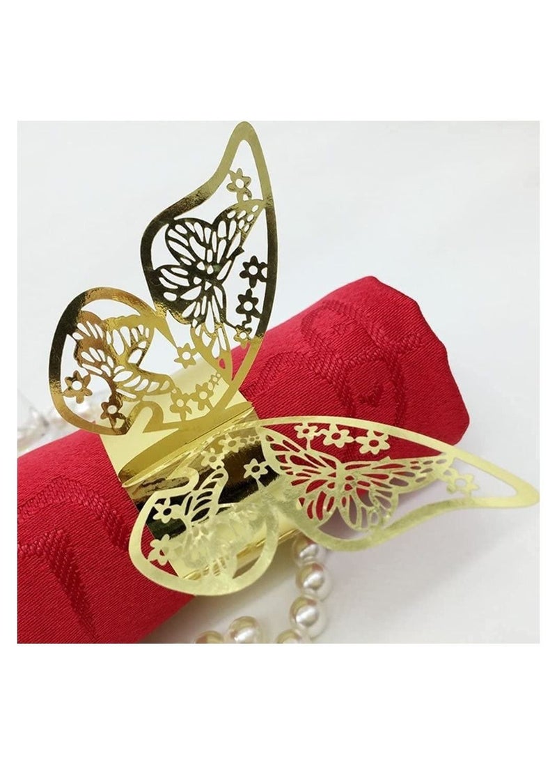 Generic - Napkin Rings, Table Decoration Beautiful and Practical, Laser Cut Butterfly Shape Foil Paper Holder, for Weddings Party Serviette Restaurant (Gold 100Pcs) - Image 1