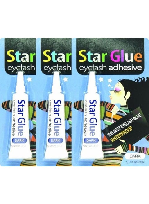 3packs of Star Eyelash Glue for Strip Lashes (Dark) 7g (1/4oz)