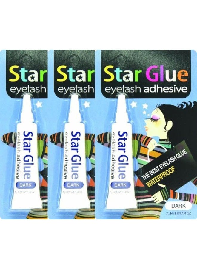 Star 3packs of Star Eyelash Glue for Strip Lashes (Dark) 7g (1/4oz)  - Image 1