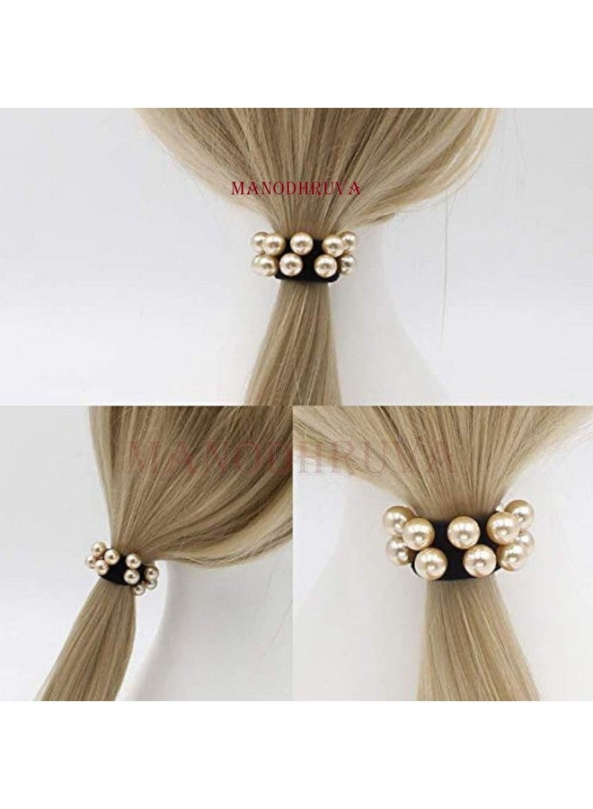 MANODHRUVA 10pcs Hair Ties with Pearls, Elastic Ponytail Holders, Imitation Pearls Hair Accessories Hair Band Hair Wrap Around for Thick Heavy and Curly Hair, Multicolor, Pack of 10 - Image 4