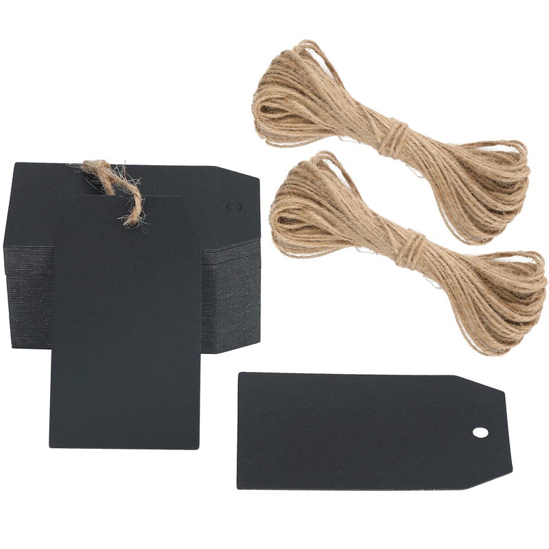 g2plus 100 PCS Kraft Gift Tags 4 cm * 7 cm Blank Label Paper Wedding Labels Birthday Luggage Tags Brown Hang Tag with 30 Meters Jute Twine - Image 1