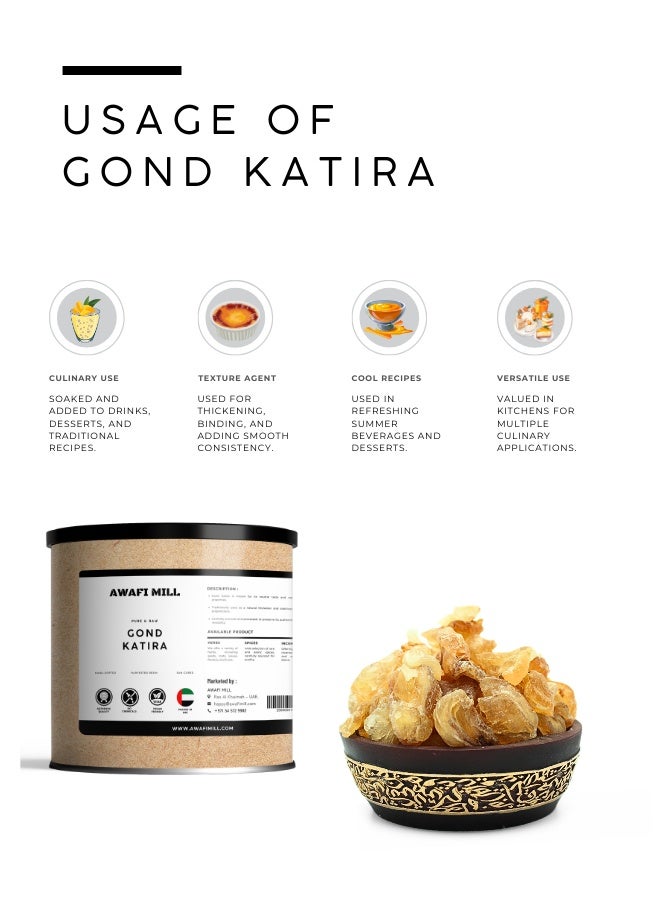 AWAFI MILL Gond Katira (Edible Tragacanth Gum) | Soak-to-Bloom Cooling Jelly for Sharbats & Falooda, Laddoos & Halwa, Kulfi, Dessert Toppings & Summer Drinks - 100 g | 3.5 Oz - Image 3