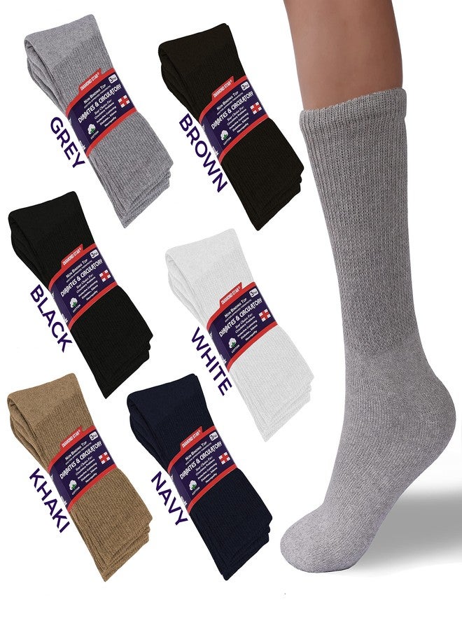 Diamond Star Diabetic Socks, Non-Binding Circulatory Cushion Cotton Crew Diabetic Socks for Men Women 10-13 (12 Pairs Gray) - Image 2