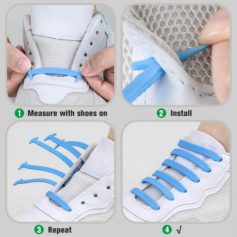 INMAKER No Tie Shoe Laces for Adults and Kids, Elastic Shoelaces for Sneakers, Rubber Silicone Tieless Laces - Image 4