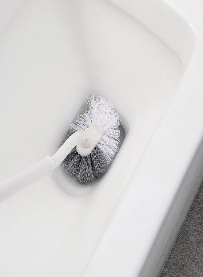 MARMIX Toilet Brush and Holder Set 3 in 1 Wall Mounted Silicone Flat Toilet Cleaner Set Cleaning Tool Bathroom Cute Tool Toilet Scrubber Long Handle Toilet Brush with Bowl Brush Head - Image 4