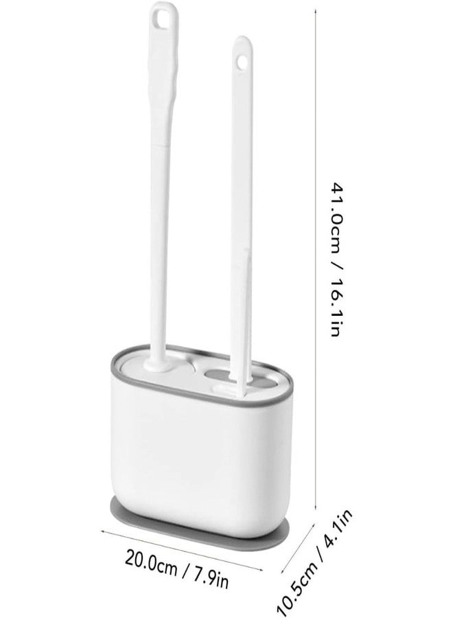 MARMIX Toilet Brush and Holder Set 3 in 1 Wall Mounted Silicone Flat Toilet Cleaner Set Cleaning Tool Bathroom Cute Tool Toilet Scrubber Long Handle Toilet Brush with Bowl Brush Head - Image 3