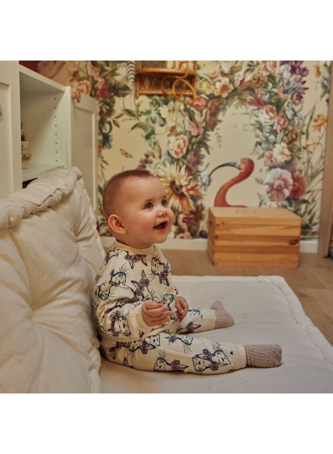 Dirkje girls' set sweater jogging bottoms off-white rabbits - Image 3