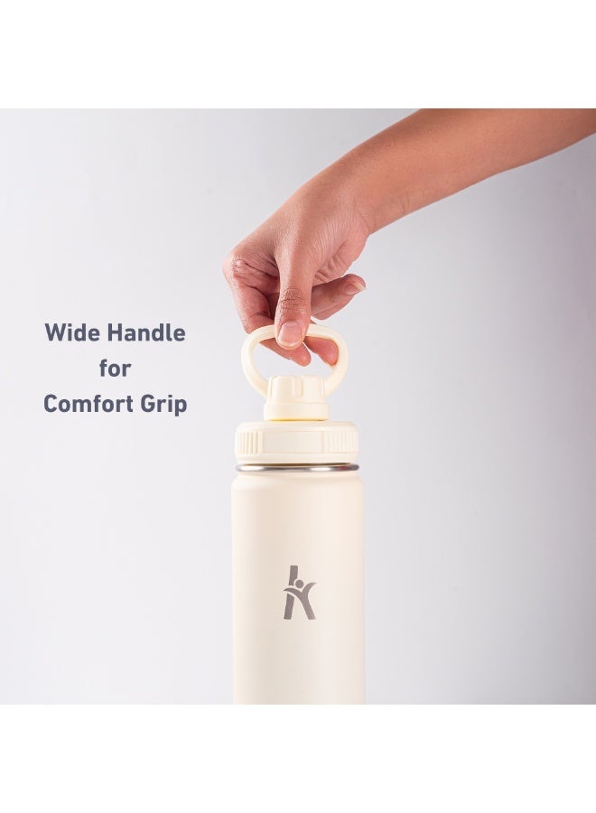 KRYMSO 750ml Stainless Steel Water Bottle, Double Wall Insulated Water Bottle, Leak Proof, BPA Free, Silicone Boot, Thermos Bottle, Cold Hot Bottle for Kids, School, Gym - Image 3