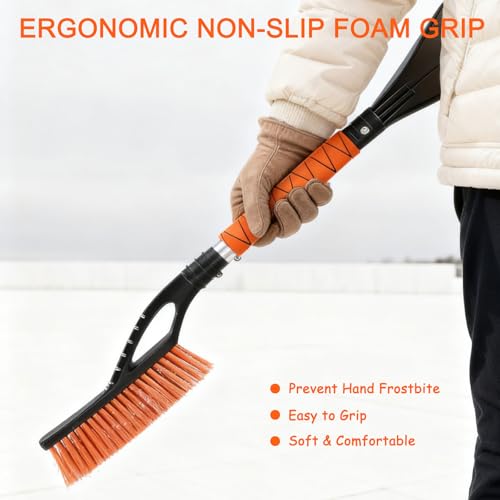 Wewymewo 27" Detachable Aluminum Snow Brush & Ice Scraper for Car Windshield - Ergonomic Foam Grip, Suitable for Cars, Trucks, SUV Windshields & Windows, Winter Car Essential Tool - Image 4