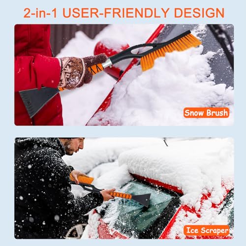 Wewymewo 27" Detachable Aluminum Snow Brush & Ice Scraper for Car Windshield - Ergonomic Foam Grip, Suitable for Cars, Trucks, SUV Windshields & Windows, Winter Car Essential Tool - Image 3
