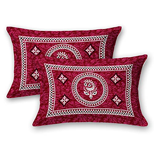 SheetKart 144 TC Mandala Floral Printed Jaipuri Cotton Double Bedsheet with 2 Pillow Covers, Dark Burgundy-Pack of 1 - Image 5