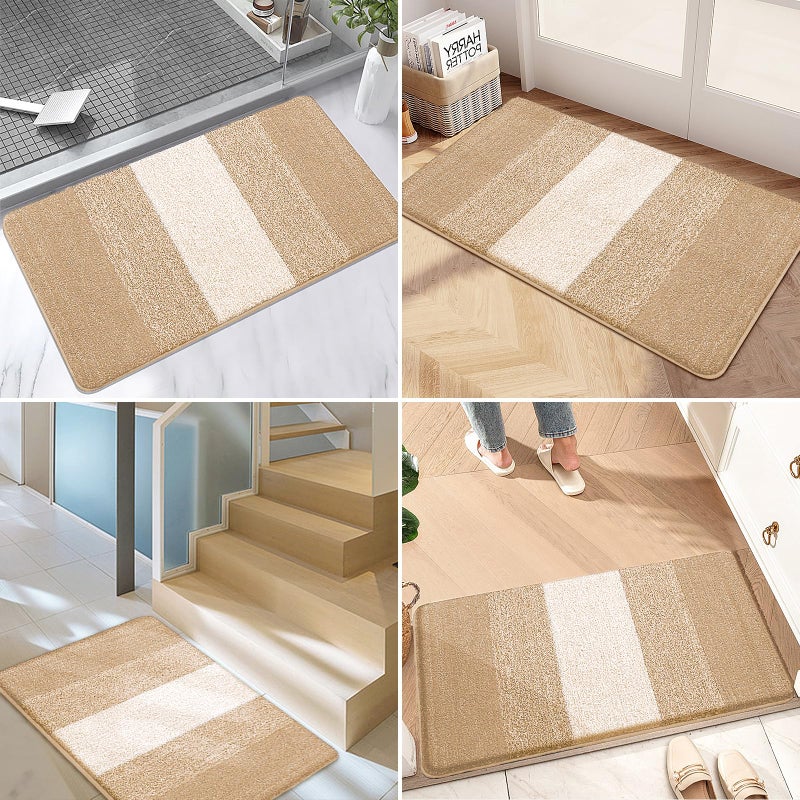 Kitinjoy Indoor Outdoor Door Mat, 32x20 Non-Slip Absorbent Dirt Trapper, Low-Profile Washable Inside Entrance Front Floor Mat, Sturdy Soft Entry Doormats for Entryway, Beige - Image 5