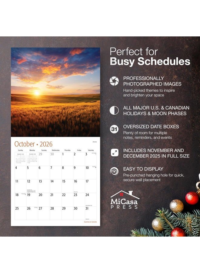 MICASA PRESS MICASA Sunrises & Sunsets 2026 Wall Calendar 12 Month | 12" x 24" Open | Thick & Sturdy Paper | Giftable | Calendar 2026 - Image 2