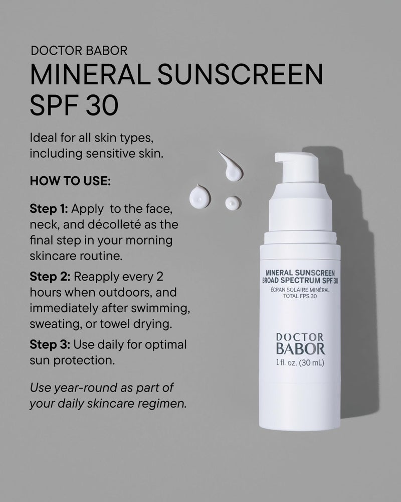 Babor DOCTOR BABOR Protect Rx Mineral Face Sunscreen SPF 30, Physical Protection with No White Cast, Non Tinted Sheer Mineral Coverage for Anti Aging and Wrinkle Defense, Moisturizing Under Makeup, 1 oz. - Image 5