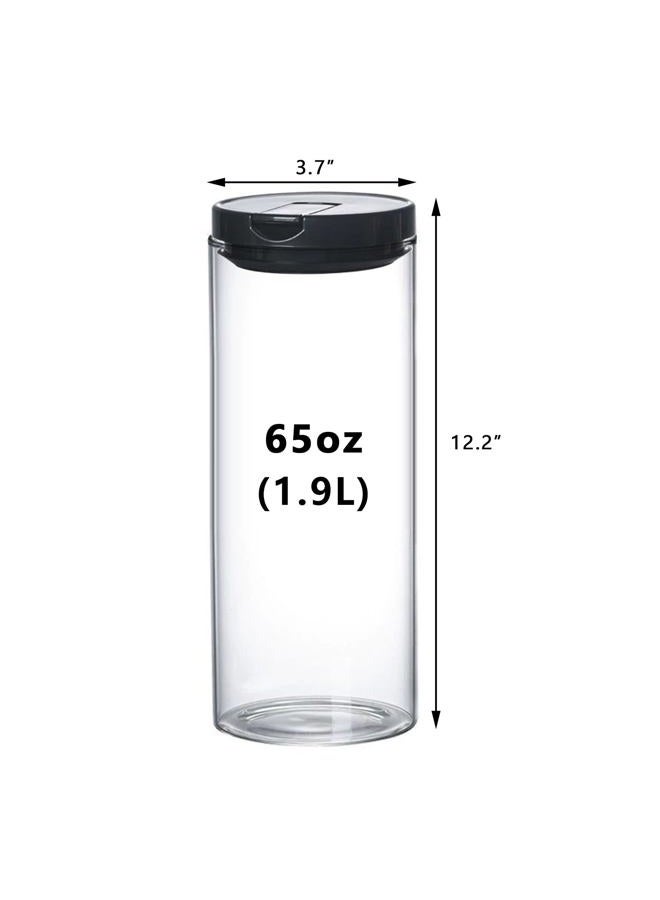 FEOOWV 1.9L/12inch Pasta Storage Jars-Spaghetti Container Glass Pasta Jar with Lid- Airtight Dry Food Storage Kitchen Canister for Snacks Macaroni Noodles Candy (Black) - Image 2