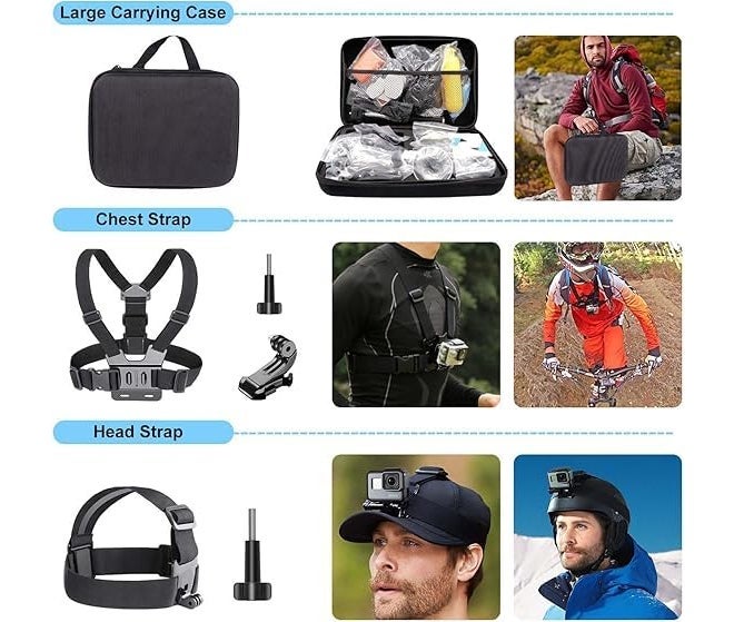 Sounce 49 in 1 GoPro Action Camera Accessory Kit Bundle Compatible with GoPro Hero 12 11 10 9 8 7 6 5 for SJCAM Akaso Apeman Xiaomi Yi Action Camera Accessories Bundle Kit - Image 2
